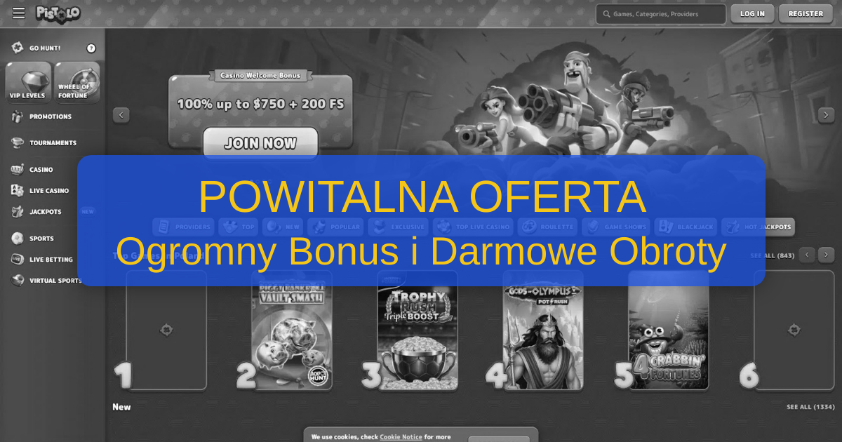 Pistolo Casino i bonus powitalny dla graczy z Polski